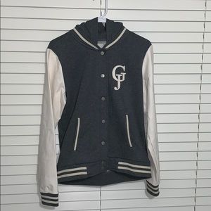 New-ish Large White/Grey Guess Letterman Jacket